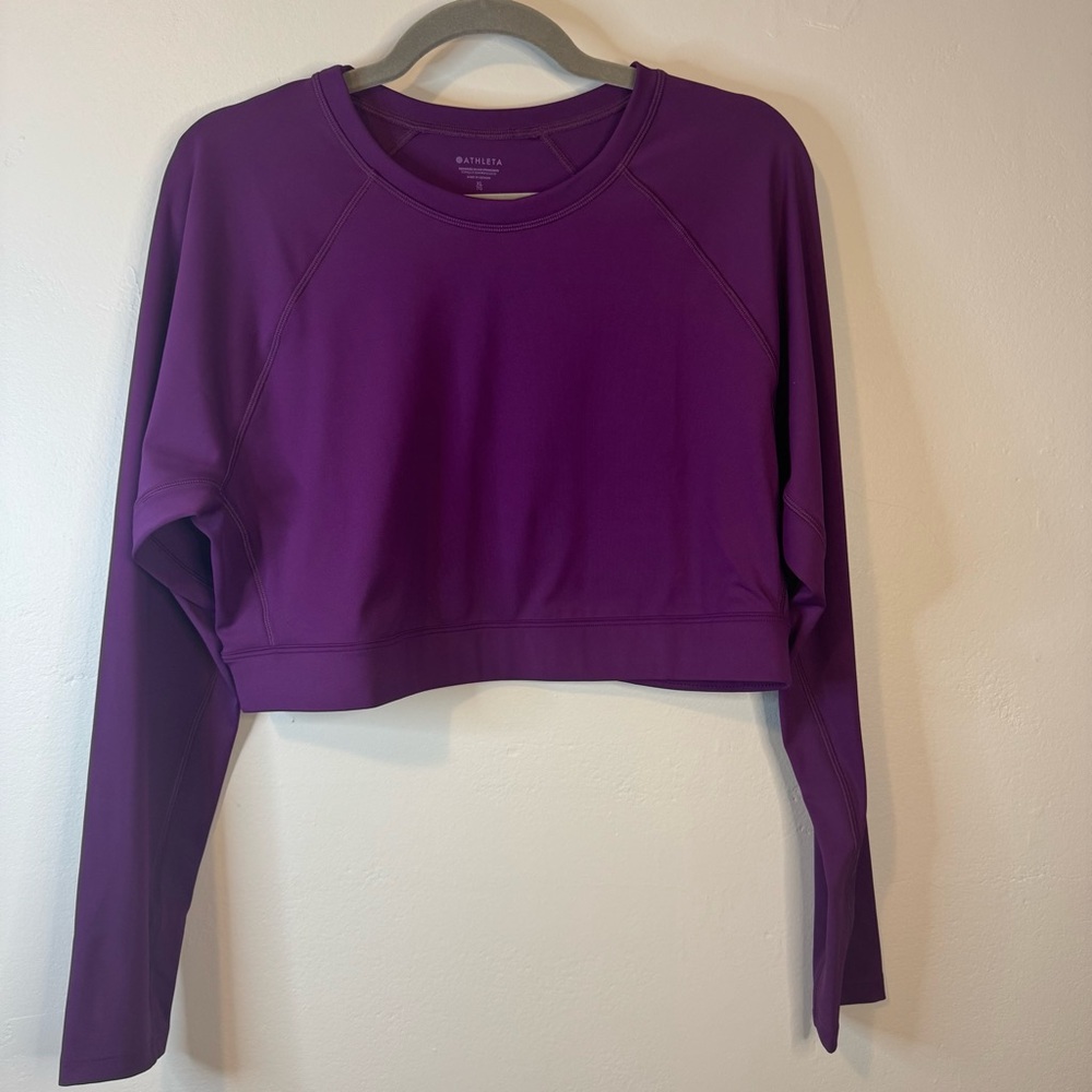 Athleta Purple Long Sleeve Crop Sweatshirt